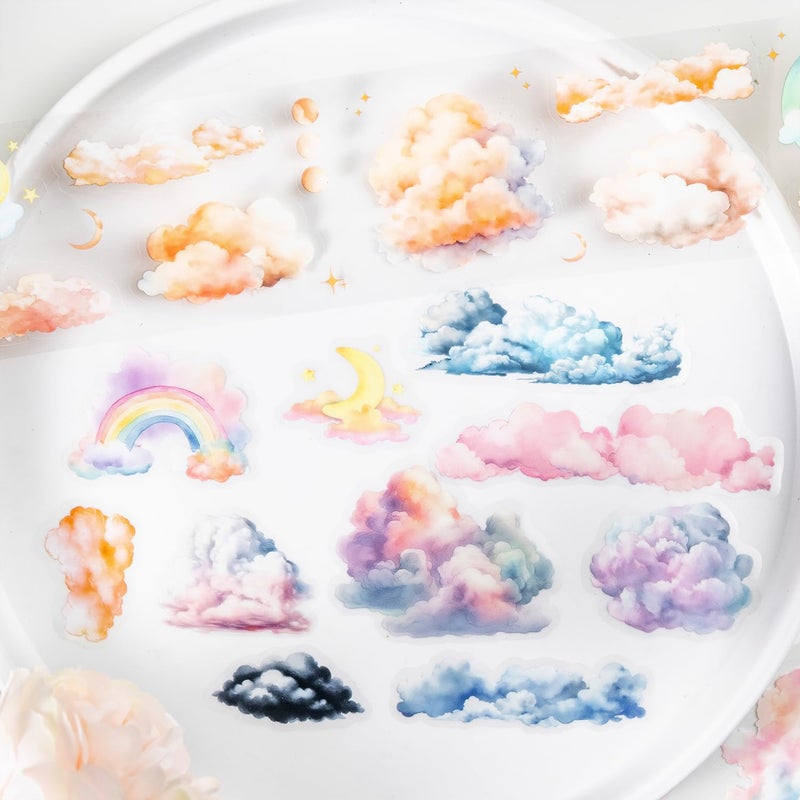 AuriicLeaf Cloud PET Tape Set, 6 Rolls Pre-Cut Sky Ephemera for Junk Journaling, Scrapbooking, Crafting, DIY Projects, Diaries, and Art Supplies - Image 4