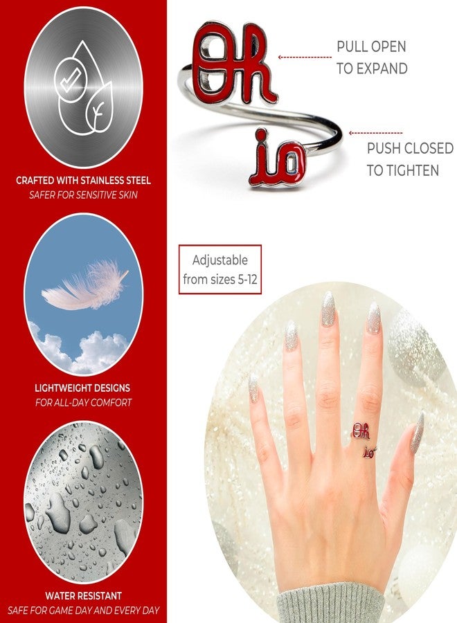 Stone Armory Ohio State Buckeye Jewelry for Women - Script Oh-io Ring - Hypoallergenic and Adjustable Sizes 5-12 - Ohio State Rings for Women - Image 2