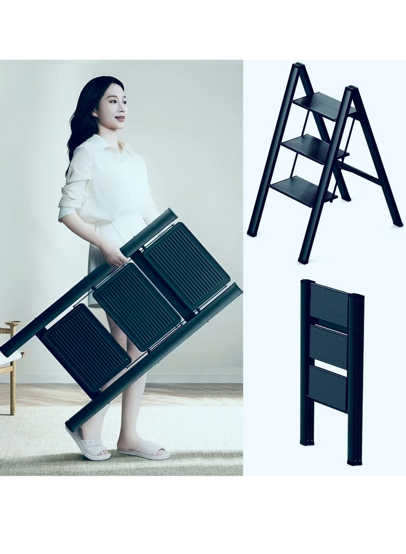 GECKO GECKO 3 Step Ladder Folding Step Stool with Wide Anti-Slip Pedal 150kg Portable Ladders for Home and Office Use Kitchen (3 Step Ladder)  - Image 2