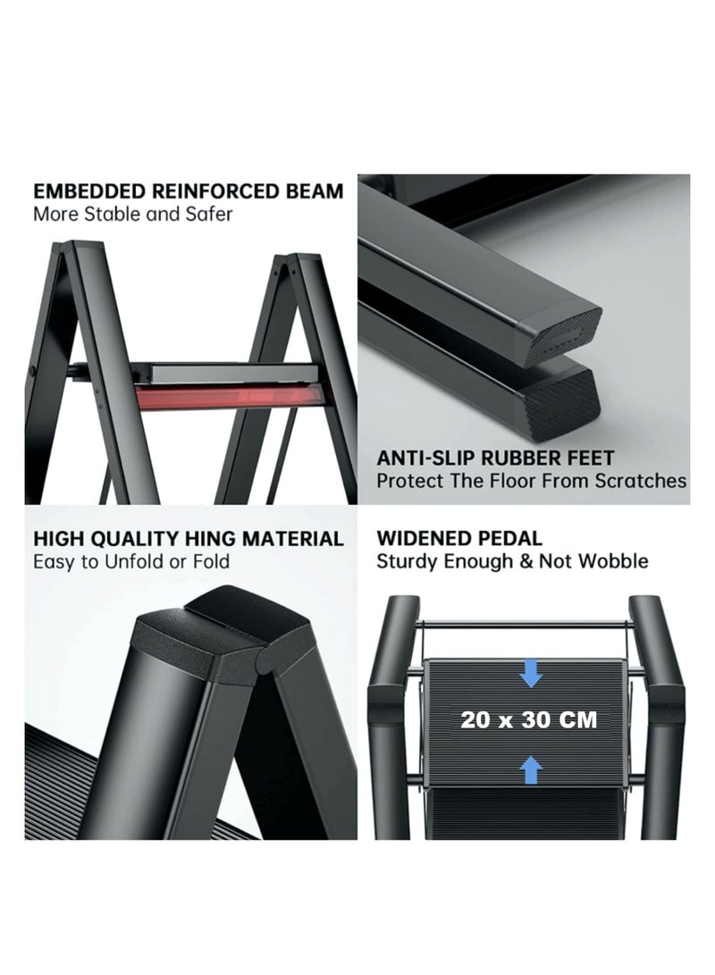 GECKO GECKO 3 Step Ladder Folding Step Stool with Wide Anti-Slip Pedal 150kg Portable Ladders for Home and Office Use Kitchen (3 Step Ladder)  - Image 5
