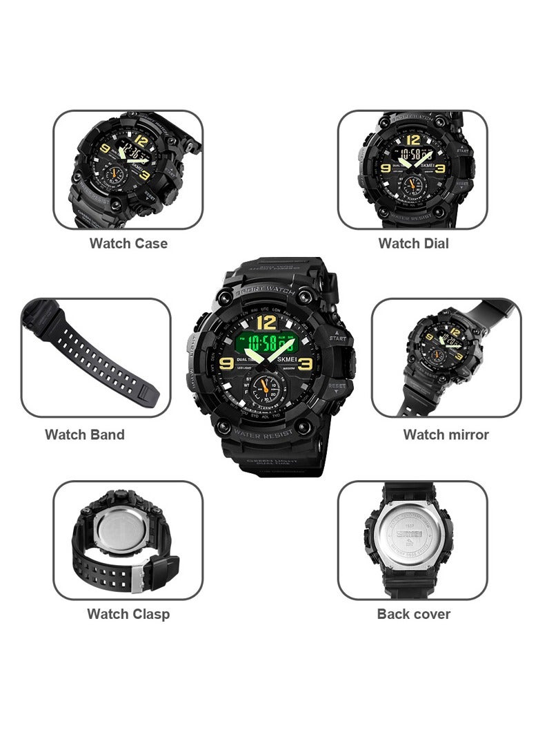 SKMEI Men's Analog Digital Multifunctional Waterproof Sport Wrist Watch - 56 mm - Army Green - Image 4