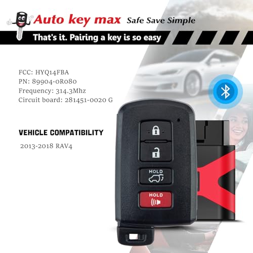 AUTO KEY MAX New Smart Car Key Fob Replacement for 2013-2018 Toyota RAV4 Remote FCCID:HYQ14FBA （281451-0020 ） Board;by Auto Key Max (1) - Image 3