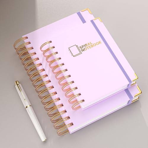 MSTONAL Lined Spiral Journal Notebook for Women Men, Small Pocket A6 300 Pages, College Ruled Hardcover Notebooks for Work and Note Taking, Journals for Writing - Purple - Image 5