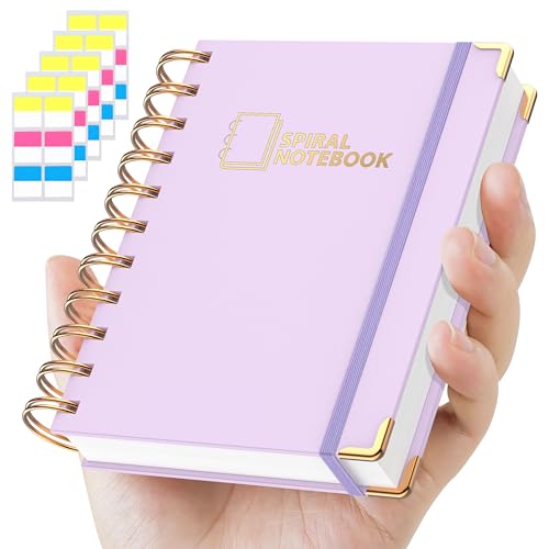 MSTONAL Lined Spiral Journal Notebook for Women Men, Small Pocket A6 300 Pages, College Ruled Hardcover Notebooks for Work and Note Taking, Journals for Writing - Purple - Image 1