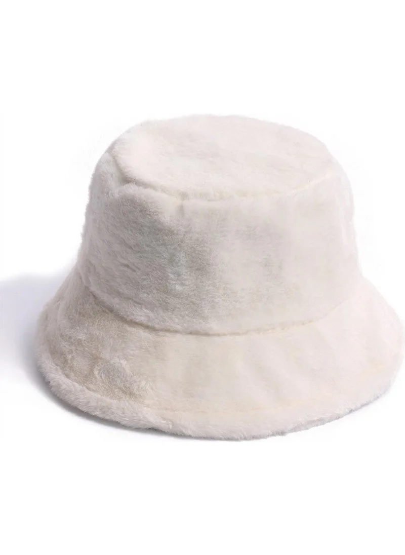 باهلس Beige Plush Soft Textured Bucket Hat