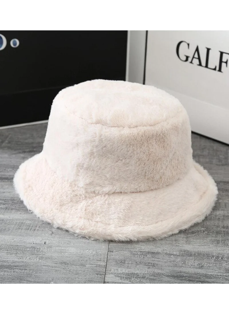 باهلس Beige Plush Soft Textured Bucket Hat