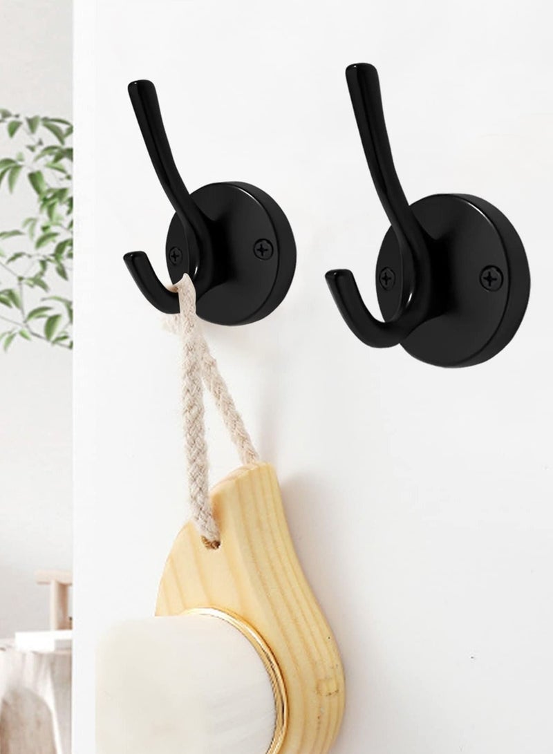 SYOSI Coat Hooks, 2 Pack Towel Hook Heavy Duty Metal Double Bath Robe Hook Wall Mounted, Hand Towel Hooks for Cubicle Bathroom Kitchen Closet Garage  - Image 2