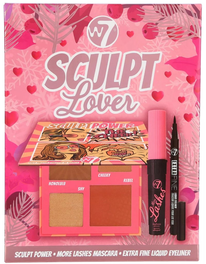 W7 Sculpt Love, Sculpt Power, More Lash Mascara, Extra Fine Liquid Eyeliner Set, Pink - Image 1