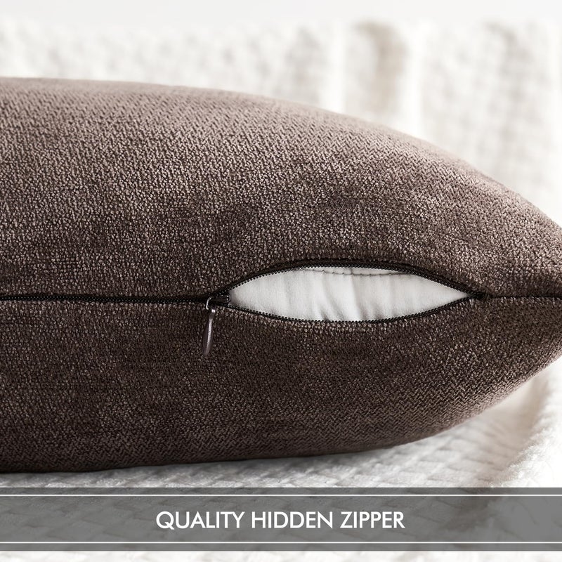 MIULEE Pack of 2 Dark Brown Decorative Pillow Covers 18x18 Inch Soft Chenille Couch Throw Pillows Farmhouse Cushion Covers for Home Decor Sofa Bedroom Living Room - Image 3