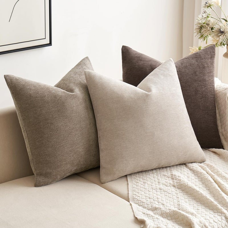 MIULEE Pack of 2 Dark Brown Decorative Pillow Covers 18x18 Inch Soft Chenille Couch Throw Pillows Farmhouse Cushion Covers for Home Decor Sofa Bedroom Living Room - Image 4