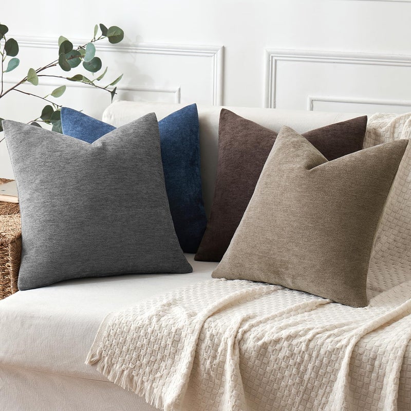 MIULEE Pack of 2 Dark Brown Decorative Pillow Covers 18x18 Inch Soft Chenille Couch Throw Pillows Farmhouse Cushion Covers for Home Decor Sofa Bedroom Living Room - Image 5