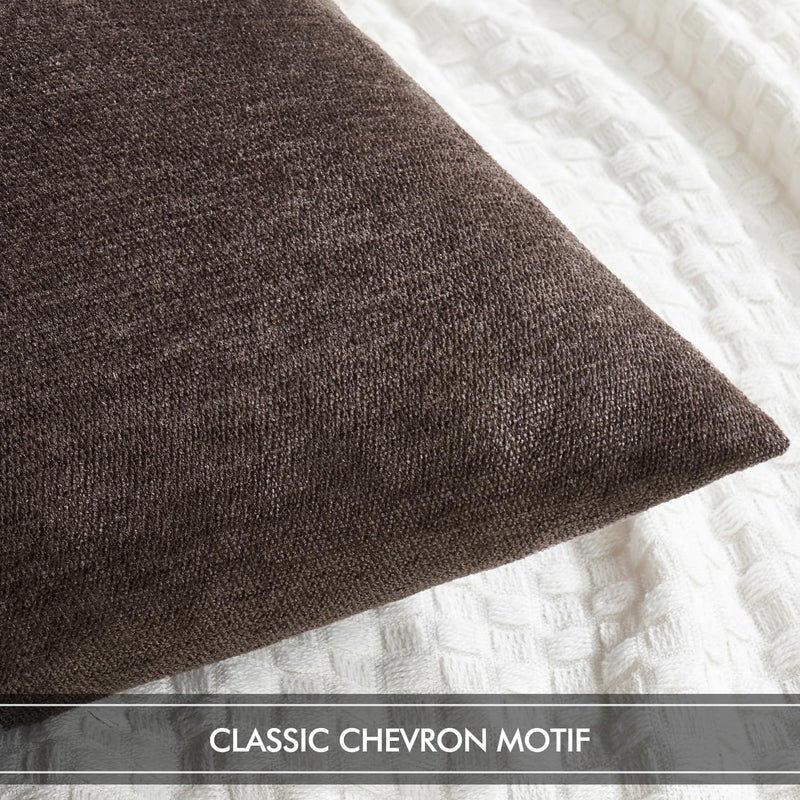 MIULEE Pack of 2 Dark Brown Decorative Pillow Covers 18x18 Inch Soft Chenille Couch Throw Pillows Farmhouse Cushion Covers for Home Decor Sofa Bedroom Living Room - Image 2