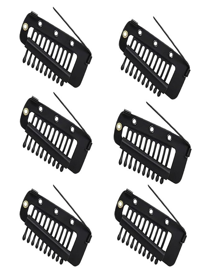 TEMPERIA (6pcs) Dupatta Clips for Brides - Bridal Saree Pallu Chunni Setting Holding Safety Pin for Head - Hair Patch Wig Clips for Women - Black - Image 1