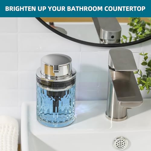 RYTOXILO Foaming Soap Dispenser, Clear Glass Foam Hand Soap Dispenser for Bathroom, Refillable 7.8 Fl Oz Foamy Pump Bottle with Plastic Sliver Pump, Modern Dish Soap Foam Dispenser Container - Image 5
