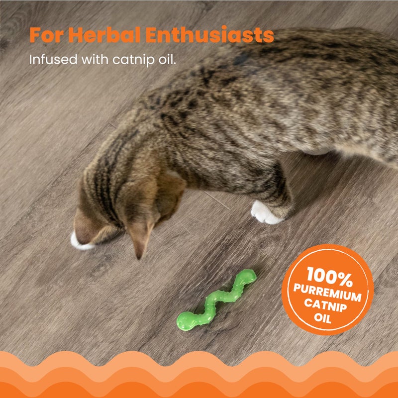 Catstages Petstages Orkakat Wiggle Worm Dental Catnip Cat Chew Toy - Image 3