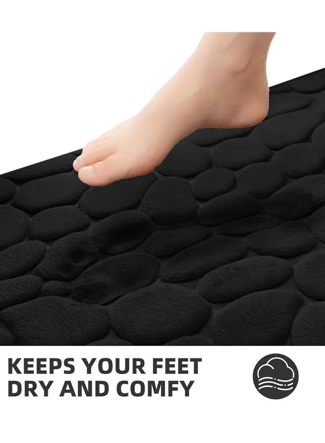 Floor mat, memory foam bathroom mat, pebble pattern bathroom rug, super absorbent bath mat, machine washable bathroom rug (17 x 24 inches, black) - Image 5