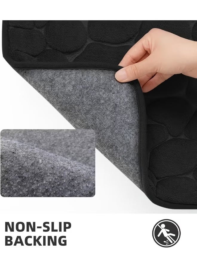 Floor mat, memory foam bathroom mat, pebble pattern bathroom rug, super absorbent bath mat, machine washable bathroom rug (17 x 24 inches, black) - Image 4