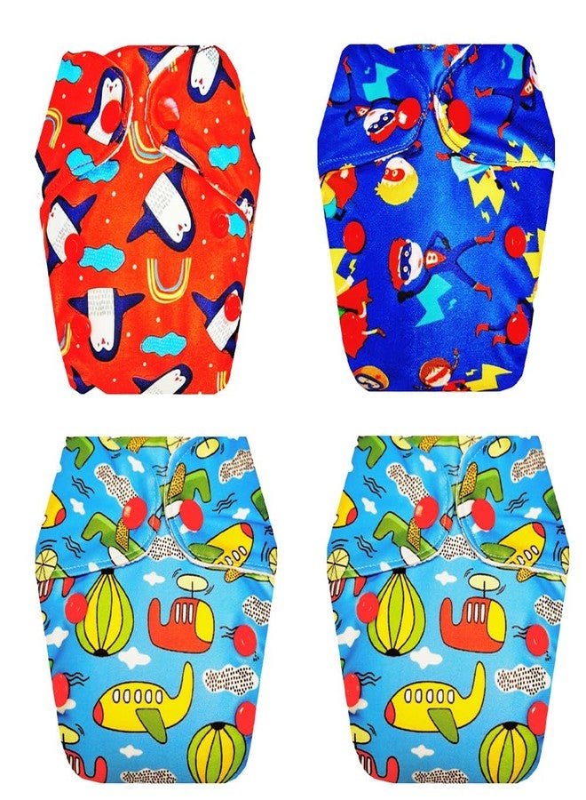 Dumbledo Premium Newborn Cloth Diaper with Integrated Soaker (Pack of 4) | Hypoallergenic | 6-Layer Absorbent Pad | Quick Dry | All-Day Wear | 0 - 4 Months | Unisex Baby - Image 1