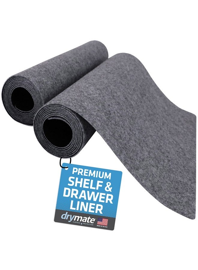 Drymate Premium Luxury Shelf & Drawer Liner, Thick Cushioned Fabric, Non-Adhesive, Absorbent, Waterproof, Slip-Resistant, Liners for Kitchen Cabinets, Cupboards (USA Made)(12”x59”)(2-Pack)(Light Grey) - Image 1
