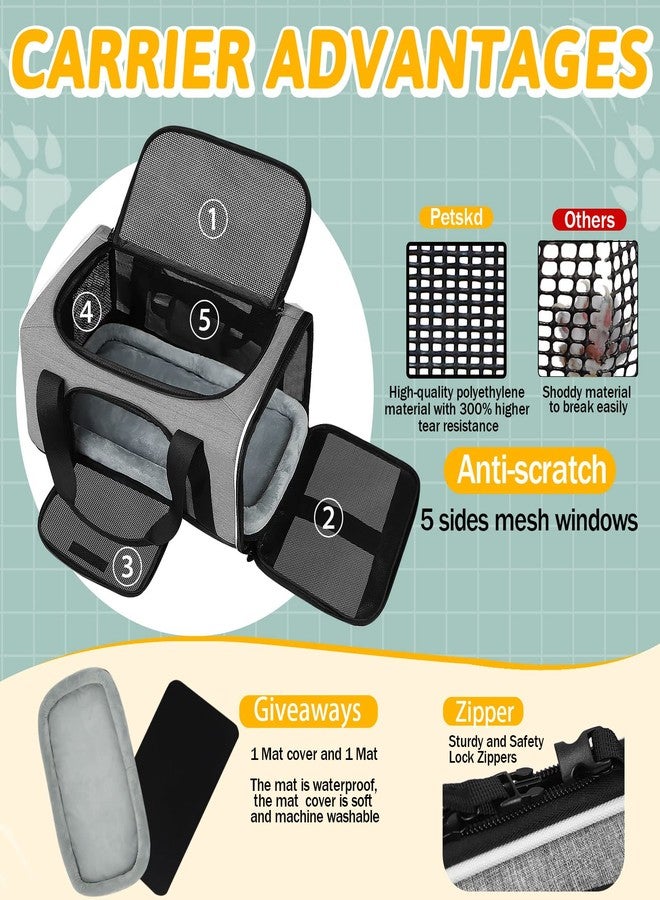 Petskd Pet Carrier 17x11x9.5 Alaska Airline Approved,Pet Travel Carrier Bag for Small Cats and Dogs, Soft Dog Carrier for 1-10 LBS Pets,Dog Cat Carrier with Safety Lock Zipper(Grey) - Image 5