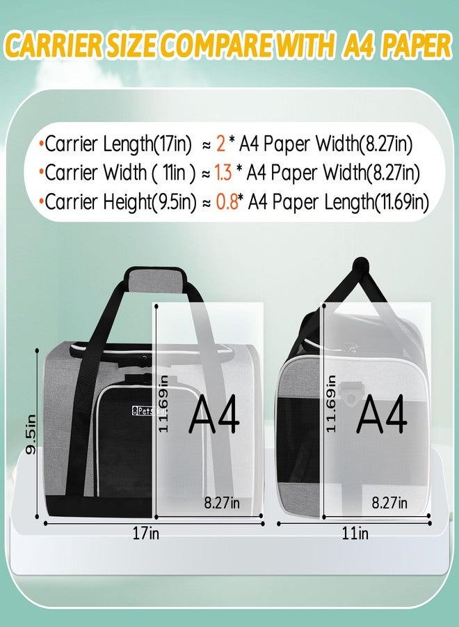 Petskd Pet Carrier 17x11x9.5 Alaska Airline Approved,Pet Travel Carrier Bag for Small Cats and Dogs, Soft Dog Carrier for 1-10 LBS Pets,Dog Cat Carrier with Safety Lock Zipper(Grey) - Image 3
