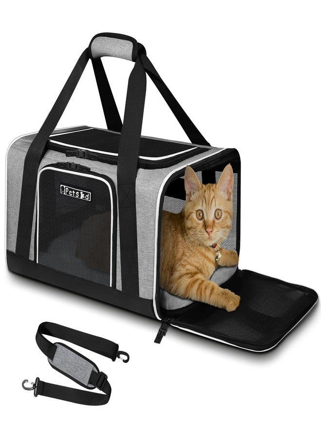 Petskd Pet Carrier 17x11x9.5 Alaska Airline Approved,Pet Travel Carrier Bag for Small Cats and Dogs, Soft Dog Carrier for 1-10 LBS Pets,Dog Cat Carrier with Safety Lock Zipper(Grey) - Image 1