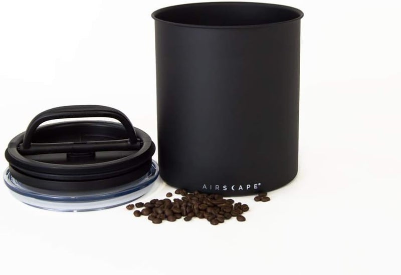 Airscape Planetary Design Stainless Steel Coffee Canister | Food Storage Container | US Patented Inner Plunger Lid REMOVES Excess Oxygen | Don't Buy airtight, Buy AIR-Less | (Medium, Matte Black) - Image 2
