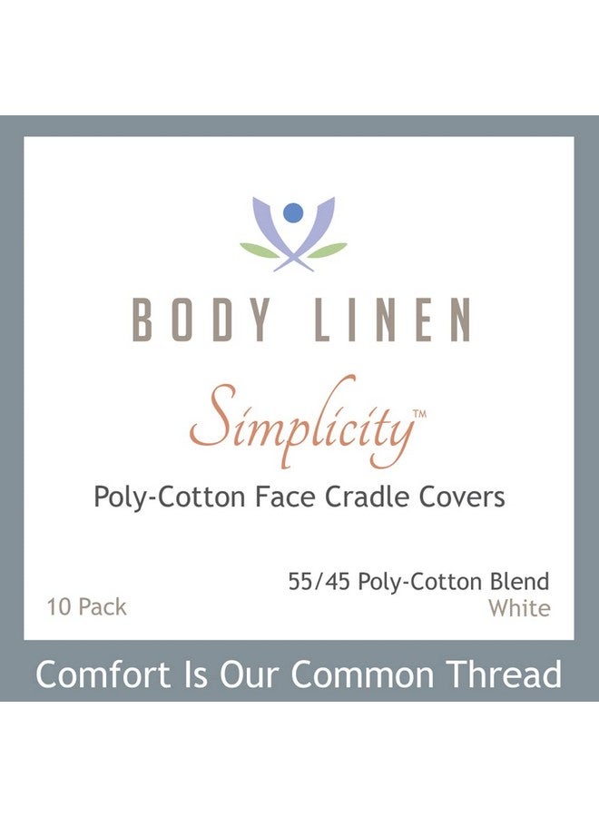 بودي لينين أغطية تدليك الوجه المصنوعة من القطن البوليستر من سيمبليستي (أبيض، عبوة من 10 قطع) - قماش نظيف وواضح للاستخدام المتكرر والغسيل، ثابت اللون وخالٍ من اللاتكس، يناسب جميع طاولات التدليك القياسية - Image 3