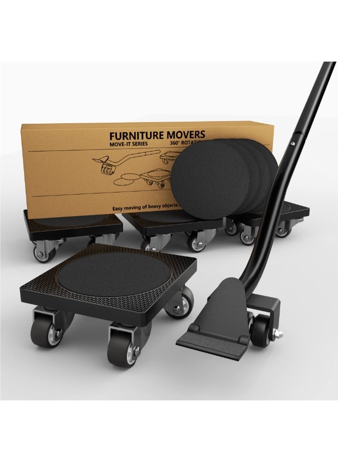 عربست عجلات نقل الأثاث، أدوات نقل الأثاث الثقيلة مع 4 عجلات قابلة للقفل، رافعة أثاث للأرائك والثلاجات، نقل آمن وسهل الانزلاق، عجلات تحريك الاثاث، عجلات، رافعة اثاث - Image 1