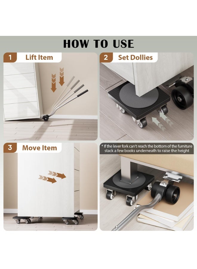 عربست عجلات نقل الأثاث، أدوات نقل الأثاث الثقيلة مع 4 عجلات قابلة للقفل، رافعة أثاث للأرائك والثلاجات، نقل آمن وسهل الانزلاق، عجلات تحريك الاثاث، عجلات، رافعة اثاث - Image 5