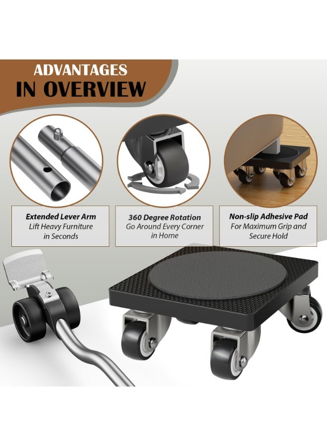 عربست عجلات نقل الأثاث، أدوات نقل الأثاث الثقيلة مع 4 عجلات قابلة للقفل، رافعة أثاث للأرائك والثلاجات، نقل آمن وسهل الانزلاق، عجلات تحريك الاثاث، عجلات، رافعة اثاث - Image 3