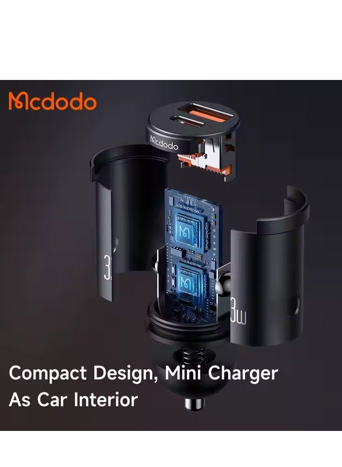 مكدودو شاحن سيارة سريع CC-2320 بقدرة 33 واط، بمنفذين USB-C وUSB-A – اللون الأسود - Image 3