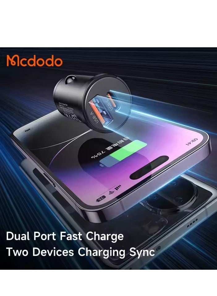 مكدودو شاحن سيارة سريع CC-2320 بقدرة 33 واط، بمنفذين USB-C وUSB-A – اللون الأسود - Image 4