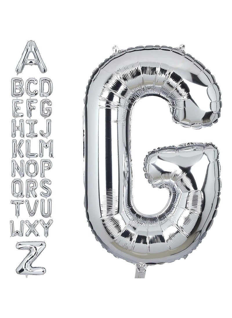 Goldedge 32 Inch Giant Silver Letter G Foil Helium Balloons Big Single Mylar Balloon Birthday Party Decoration Supply Baby Shower (Silver G)  - Image 1
