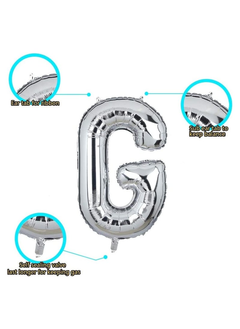 Goldedge 32 Inch Giant Silver Letter G Foil Helium Balloons Big Single Mylar Balloon Birthday Party Decoration Supply Baby Shower (Silver G)  - Image 2
