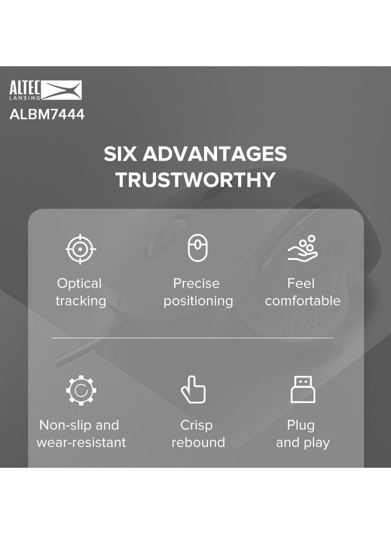 ماوس ألعاب ALTEC LANSING Flank مع مسند لليد - تصميم مريح سلكي USB - بكرة مطاطية ثلاثية الأبعاد/مضادة للانزلاق - 8 ملايين نقرة - 6 أزرار - 3200 نقطة لكل بوصة... - Image 3