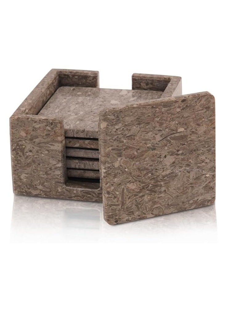 RADICALn Radicaln Marble Coasters for Drinks Green Square 3.5 Inches Handmade Outdoor Coasters for Patio Table & Table décor - Housewarming Gift for Home & Kitchen  - Image 1