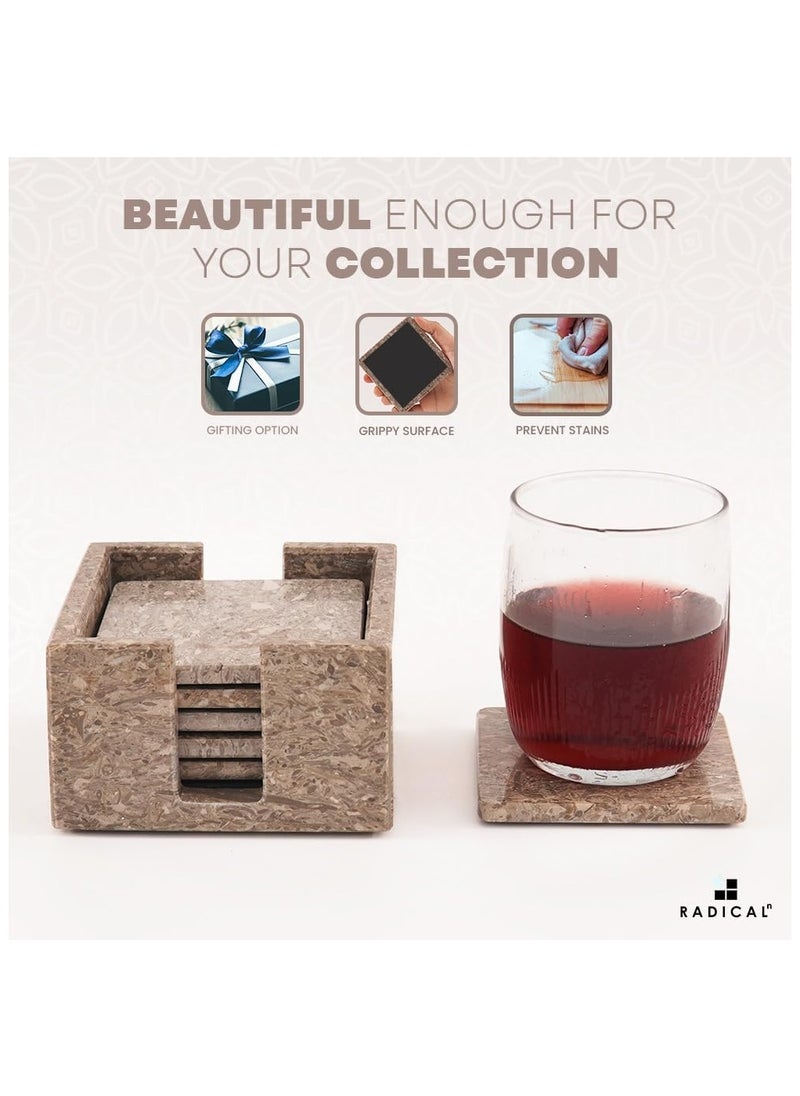 RADICALn Radicaln Marble Coasters for Drinks Green Square 3.5 Inches Handmade Outdoor Coasters for Patio Table & Table décor - Housewarming Gift for Home & Kitchen  - Image 5