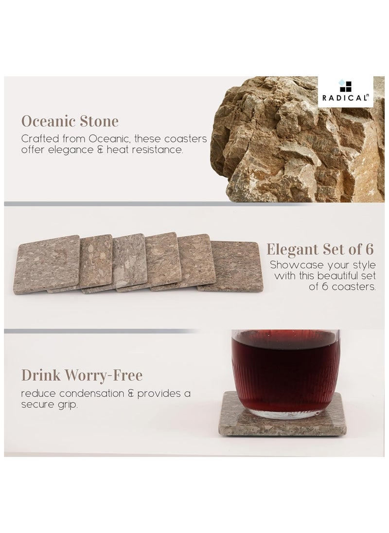 RADICALn Radicaln Marble Coasters for Drinks Green Square 3.5 Inches Handmade Outdoor Coasters for Patio Table & Table décor - Housewarming Gift for Home & Kitchen  - Image 4