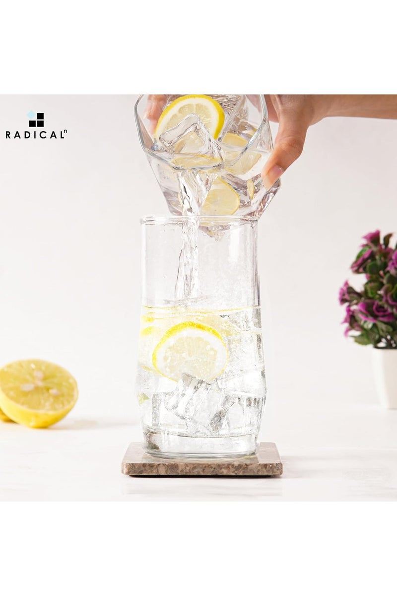 راديكالن طقم من ٦ قواعد أكواب رخامية مربعة بتصميم محيطي مع حامل | ديكور منزلي وطاولة مصنوع يدويًا - Image 2