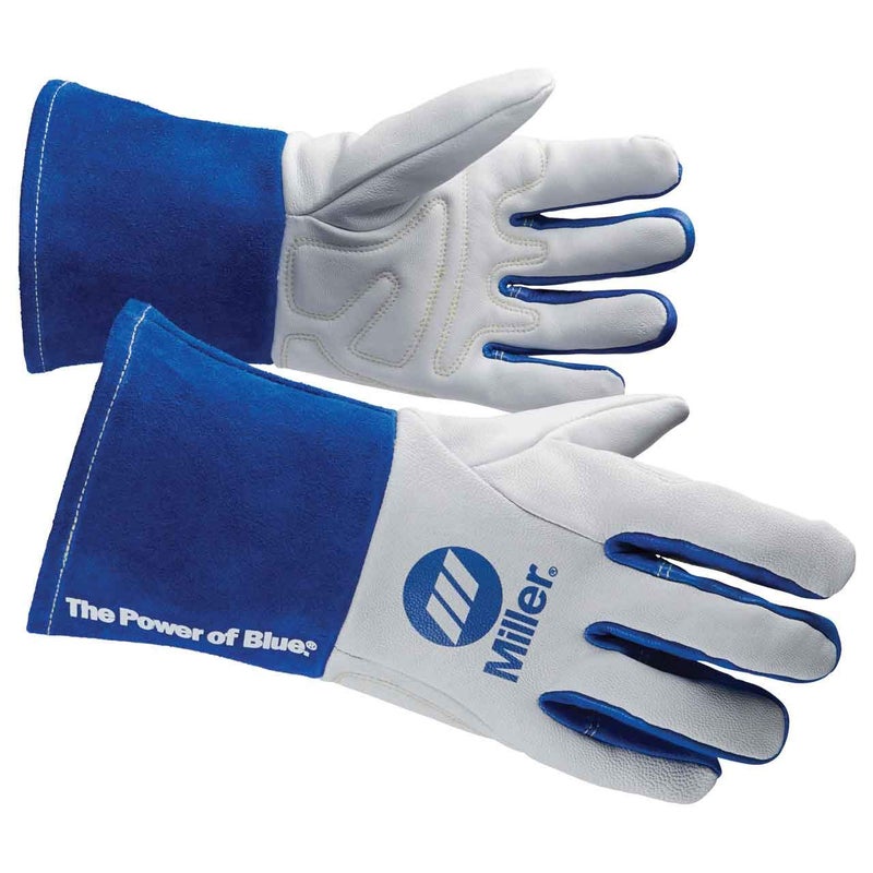 MILLER Welding Gloves 3D Wing 11In WhiteBlue PR  - Image 1