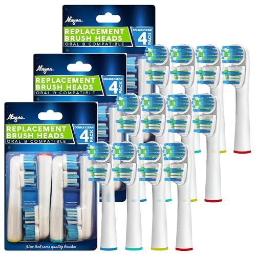 Alayna Replacement Brush Heads Compatible with OralB Braun- Best Double Clean, Pack of 12 Electric Toothbrush Replacement Heads- for Oral B Pro, 1000, 8000, 9000, Sonic, Adults, Kids, Vitality, Dual Plus! - Image 4