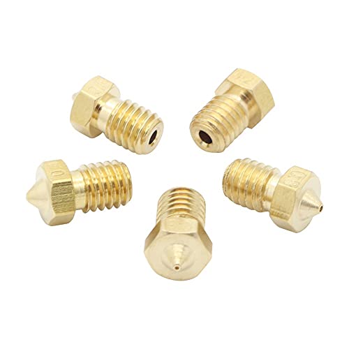 3DINNOVATIONS 0.2, 0.3, 0.4, 0.5 & 0.8 mm Extruder Nozzle for 3D Printer, Compatible with E3D V6 and E3D V5 J-Head hotend and M6 Threaded extruder (Set of 5 nozzles) - Image 1