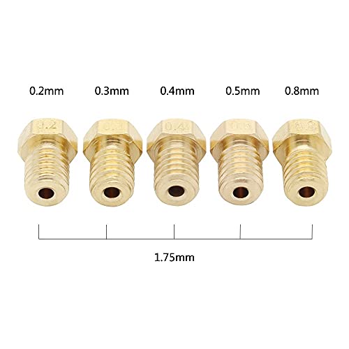 3DINNOVATIONS 0.2, 0.3, 0.4, 0.5 & 0.8 mm Extruder Nozzle for 3D Printer, Compatible with E3D V6 and E3D V5 J-Head hotend and M6 Threaded extruder (Set of 5 nozzles) - Image 4