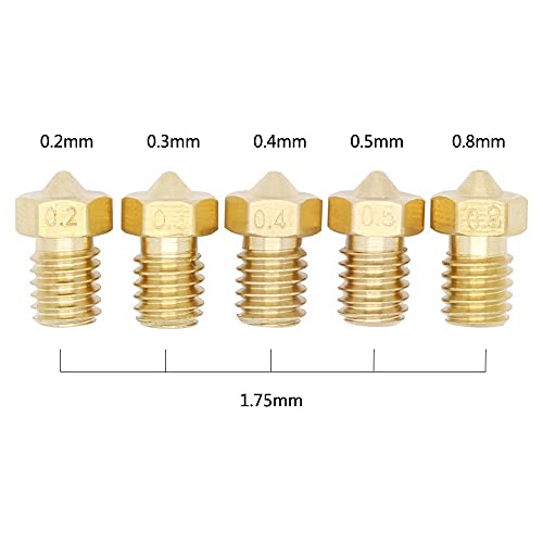 3DINNOVATIONS 0.2, 0.3, 0.4, 0.5 & 0.8 mm Extruder Nozzle for 3D Printer, Compatible with E3D V6 and E3D V5 J-Head hotend and M6 Threaded extruder (Set of 5 nozzles) - Image 5