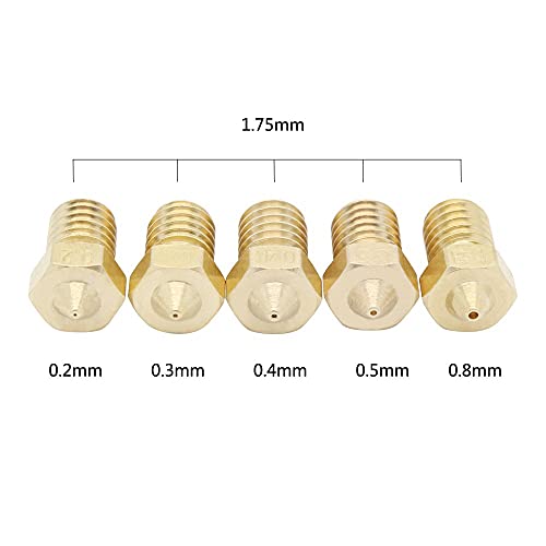 3DINNOVATIONS 0.2, 0.3, 0.4, 0.5 & 0.8 mm Extruder Nozzle for 3D Printer, Compatible with E3D V6 and E3D V5 J-Head hotend and M6 Threaded extruder (Set of 5 nozzles) - Image 3