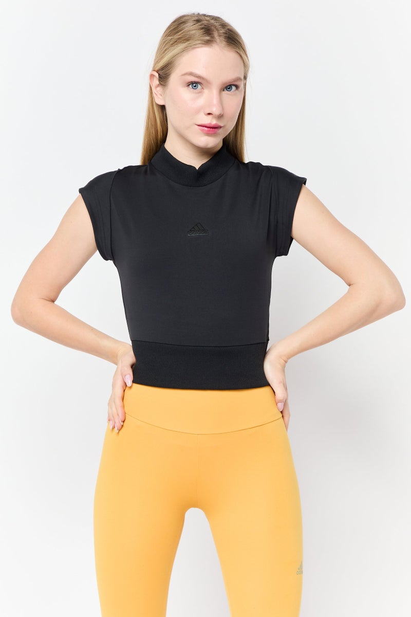 Adidas Women Sportswear Fit Short Sleeves Training T-Shirt, Black - Image 1