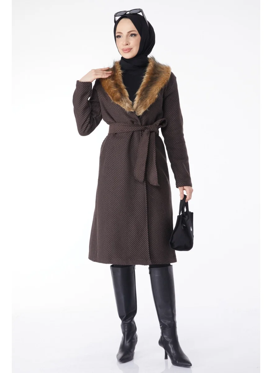 Tofisa 13127-BROWN Fur Coat