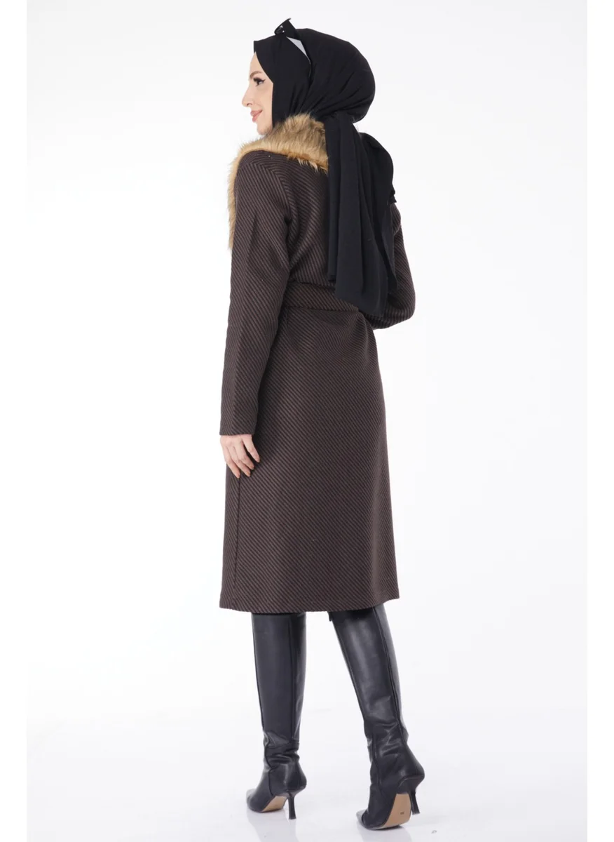 Tofisa 13127-BROWN Fur Coat