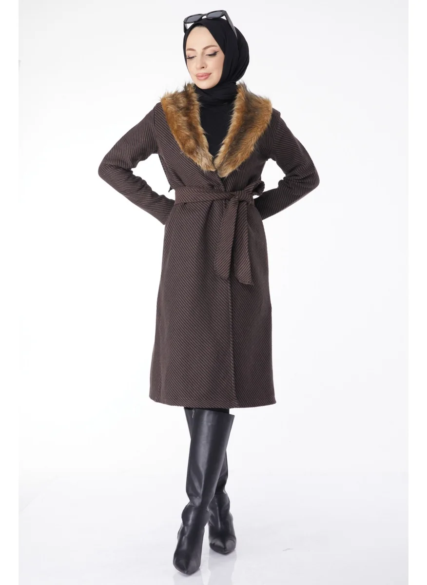 Tofisa 13127-BROWN Fur Coat